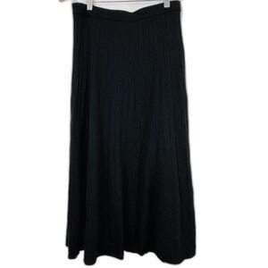 Banana Republic Ribbed Knit Midi Skirt Black Merino Wool Women Size Small